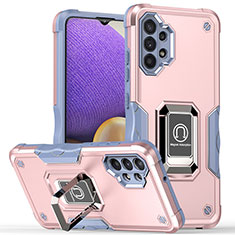 Funda Bumper Silicona y Plastico Mate Carcasa con Magnetico Anillo de dedo Soporte QW1 para Samsung Galaxy M32 5G Rosa