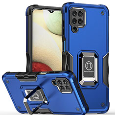 Funda Bumper Silicona y Plastico Mate Carcasa con Magnetico Anillo de dedo Soporte QW1 para Samsung Galaxy M53 5G Azul