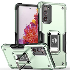 Funda Bumper Silicona y Plastico Mate Carcasa con Magnetico Anillo de dedo Soporte QW1 para Samsung Galaxy S20 FE (2022) 5G Menta Verde