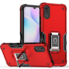 Funda Bumper Silicona y Plastico Mate Carcasa con Magnetico Anillo de dedo Soporte QW1 para Xiaomi Redmi 9i Rojo