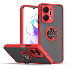 Funda Bumper Silicona y Plastico Mate Carcasa con Magnetico Anillo de dedo Soporte QW2 para Huawei Honor X7a Rojo