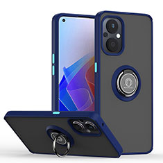 Funda Bumper Silicona y Plastico Mate Carcasa con Magnetico Anillo de dedo Soporte QW2 para OnePlus Nord N20 5G Azul