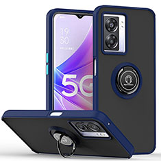 Funda Bumper Silicona y Plastico Mate Carcasa con Magnetico Anillo de dedo Soporte QW2 para OnePlus Nord N300 5G Azul