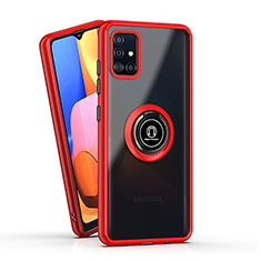 Funda Bumper Silicona y Plastico Mate Carcasa con Magnetico Anillo de dedo Soporte QW2 para Samsung Galaxy A51 4G Rojo