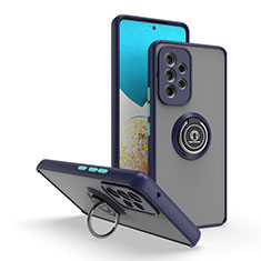 Funda Bumper Silicona y Plastico Mate Carcasa con Magnetico Anillo de dedo Soporte QW2 para Samsung Galaxy A53 5G Azul