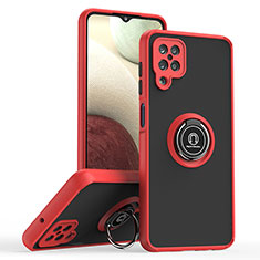 Funda Bumper Silicona y Plastico Mate Carcasa con Magnetico Anillo de dedo Soporte QW2 para Samsung Galaxy F12 Rojo