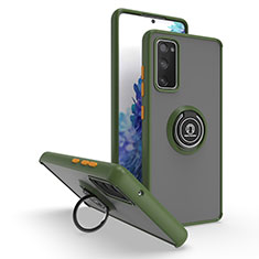 Funda Bumper Silicona y Plastico Mate Carcasa con Magnetico Anillo de dedo Soporte QW2 para Samsung Galaxy S20 FE 5G Ejercito Verde