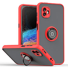 Funda Bumper Silicona y Plastico Mate Carcasa con Magnetico Anillo de dedo Soporte QW2 para Samsung Galaxy XCover 6 Pro 5G Rojo