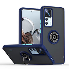 Funda Bumper Silicona y Plastico Mate Carcasa con Magnetico Anillo de dedo Soporte QW2 para Xiaomi Mi 12T Pro 5G Azul