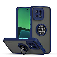 Funda Bumper Silicona y Plastico Mate Carcasa con Magnetico Anillo de dedo Soporte QW2 para Xiaomi Mi 13 Pro 5G Azul