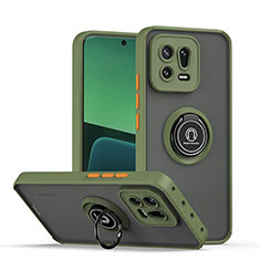 Funda Bumper Silicona y Plastico Mate Carcasa con Magnetico Anillo de dedo Soporte QW2 para Xiaomi Mi 13 Pro 5G Ejercito Verde