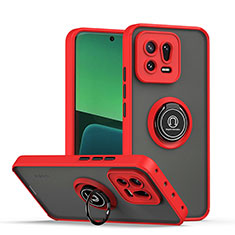 Funda Bumper Silicona y Plastico Mate Carcasa con Magnetico Anillo de dedo Soporte QW2 para Xiaomi Mi 13 Pro 5G Rojo