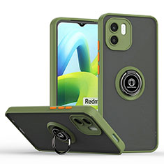 Funda Bumper Silicona y Plastico Mate Carcasa con Magnetico Anillo de dedo Soporte QW2 para Xiaomi Poco C50 Ejercito Verde
