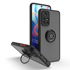 Funda Bumper Silicona y Plastico Mate Carcasa con Magnetico Anillo de dedo Soporte QW2 para Xiaomi Poco M4 Pro 5G Rojo y Negro