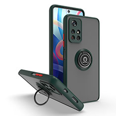 Funda Bumper Silicona y Plastico Mate Carcasa con Magnetico Anillo de dedo Soporte QW2 para Xiaomi Poco M4 Pro 5G Verde Noche