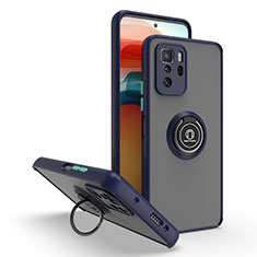 Funda Bumper Silicona y Plastico Mate Carcasa con Magnetico Anillo de dedo Soporte QW2 para Xiaomi Poco X3 GT 5G Azul