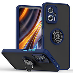 Funda Bumper Silicona y Plastico Mate Carcasa con Magnetico Anillo de dedo Soporte QW2 para Xiaomi Poco X4 GT 5G Azul