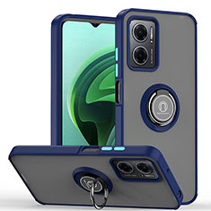 Funda Bumper Silicona y Plastico Mate Carcasa con Magnetico Anillo de dedo Soporte QW2 para Xiaomi Redmi 10 Prime Plus 5G Azul