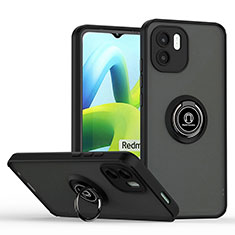Funda Bumper Silicona y Plastico Mate Carcasa con Magnetico Anillo de dedo Soporte QW2 para Xiaomi Redmi A2 Negro