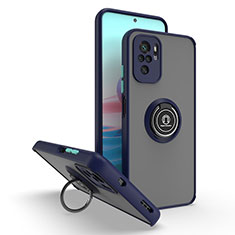 Funda Bumper Silicona y Plastico Mate Carcasa con Magnetico Anillo de dedo Soporte QW2 para Xiaomi Redmi Note 10 Pro 4G Azul