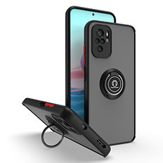 Funda Bumper Silicona y Plastico Mate Carcasa con Magnetico Anillo de dedo Soporte QW2 para Xiaomi Redmi Note 10 Pro Max Rojo y Negro