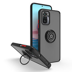 Funda Bumper Silicona y Plastico Mate Carcasa con Magnetico Anillo de dedo Soporte QW2 para Xiaomi Redmi Note 10S 4G Rojo y Negro