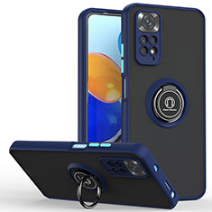 Funda Bumper Silicona y Plastico Mate Carcasa con Magnetico Anillo de dedo Soporte QW2 para Xiaomi Redmi Note 11 4G (2022) Azul