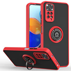 Funda Bumper Silicona y Plastico Mate Carcasa con Magnetico Anillo de dedo Soporte QW2 para Xiaomi Redmi Note 11 4G (2022) Rojo