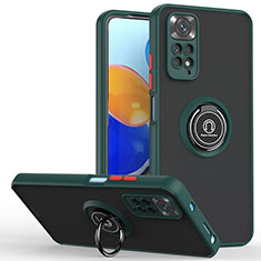 Funda Bumper Silicona y Plastico Mate Carcasa con Magnetico Anillo de dedo Soporte QW2 para Xiaomi Redmi Note 11 4G (2022) Verde Noche