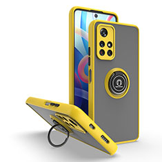 Funda Bumper Silicona y Plastico Mate Carcasa con Magnetico Anillo de dedo Soporte QW2 para Xiaomi Redmi Note 11 5G Amarillo