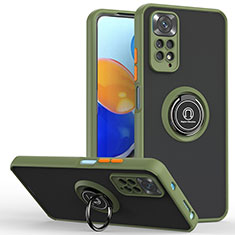 Funda Bumper Silicona y Plastico Mate Carcasa con Magnetico Anillo de dedo Soporte QW2 para Xiaomi Redmi Note 11 Pro 4G Ejercito Verde