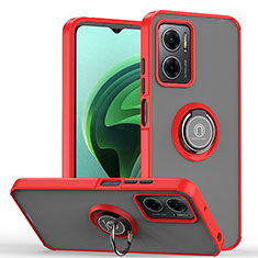 Funda Bumper Silicona y Plastico Mate Carcasa con Magnetico Anillo de dedo Soporte QW2 para Xiaomi Redmi Note 11E 5G Rojo