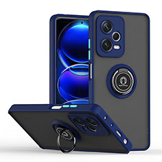 Funda Bumper Silicona y Plastico Mate Carcasa con Magnetico Anillo de dedo Soporte QW2 para Xiaomi Redmi Note 12 Explorer Azul
