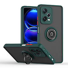 Funda Bumper Silicona y Plastico Mate Carcasa con Magnetico Anillo de dedo Soporte QW2 para Xiaomi Redmi Note 12 Explorer Verde Noche
