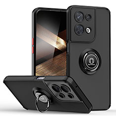 Funda Bumper Silicona y Plastico Mate Carcasa con Magnetico Anillo de dedo Soporte QW2 para Xiaomi Redmi Note 13 5G Rojo y Negro