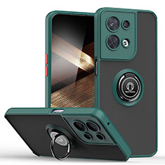 Funda Bumper Silicona y Plastico Mate Carcasa con Magnetico Anillo de dedo Soporte QW2 para Xiaomi Redmi Note 13 5G Verde Noche
