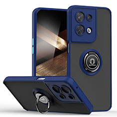 Funda Bumper Silicona y Plastico Mate Carcasa con Magnetico Anillo de dedo Soporte QW2 para Xiaomi Redmi Note 13 Pro 5G Azul