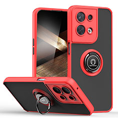 Funda Bumper Silicona y Plastico Mate Carcasa con Magnetico Anillo de dedo Soporte QW2 para Xiaomi Redmi Note 13 Pro 5G Rojo