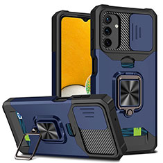 Funda Bumper Silicona y Plastico Mate Carcasa con Magnetico Anillo de dedo Soporte QW3 para Samsung Galaxy A13 5G Azul