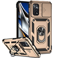 Funda Bumper Silicona y Plastico Mate Carcasa con Magnetico Anillo de dedo Soporte QW3 para Xiaomi Redmi Note 11E Pro 5G Oro