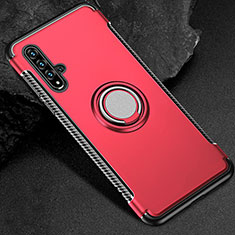 Funda Bumper Silicona y Plastico Mate Carcasa con Magnetico Anillo de dedo Soporte R01 para Huawei Honor 20 Rojo