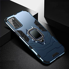Funda Bumper Silicona y Plastico Mate Carcasa con Magnetico Anillo de dedo Soporte R01 para Huawei Honor Play4 5G Azul