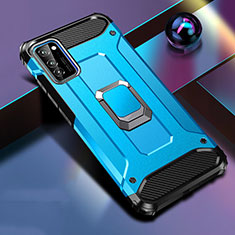 Funda Bumper Silicona y Plastico Mate Carcasa con Magnetico Anillo de dedo Soporte R01 para Huawei Honor View 30 5G Azul Cielo