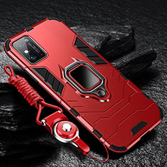 Funda Bumper Silicona y Plastico Mate Carcasa con Magnetico Anillo de dedo Soporte R01 para Huawei Honor X10 Max 5G Rojo