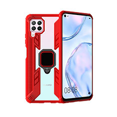 Funda Bumper Silicona y Plastico Mate Carcasa con Magnetico Anillo de dedo Soporte R01 para Huawei Nova 7i Rojo