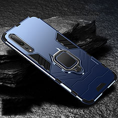 Funda Bumper Silicona y Plastico Mate Carcasa con Magnetico Anillo de dedo Soporte R01 para Huawei P20 Pro Azul