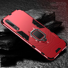 Funda Bumper Silicona y Plastico Mate Carcasa con Magnetico Anillo de dedo Soporte R01 para Huawei P20 Pro Rojo