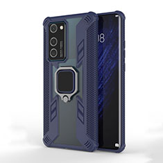 Funda Bumper Silicona y Plastico Mate Carcasa con Magnetico Anillo de dedo Soporte R01 para Huawei P40 Azul
