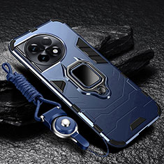 Funda Bumper Silicona y Plastico Mate Carcasa con Magnetico Anillo de dedo Soporte R01 para OnePlus 11R 5G Azul