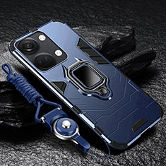 Funda Bumper Silicona y Plastico Mate Carcasa con Magnetico Anillo de dedo Soporte R01 para OnePlus Ace 2V 5G Azul